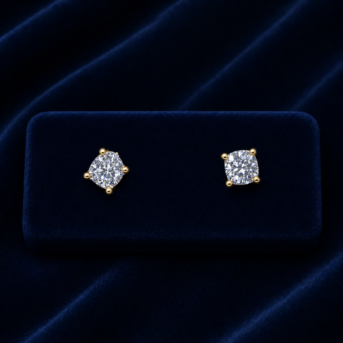 Four-Prong Compass Round Solitaire Stud Earrings By Shaped Jewelers