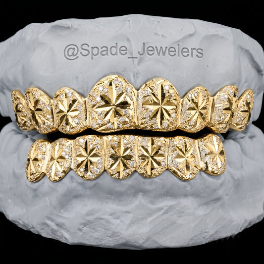 Custom Grillz 14k gold (GLDN-SOLID-CNT-STAR)