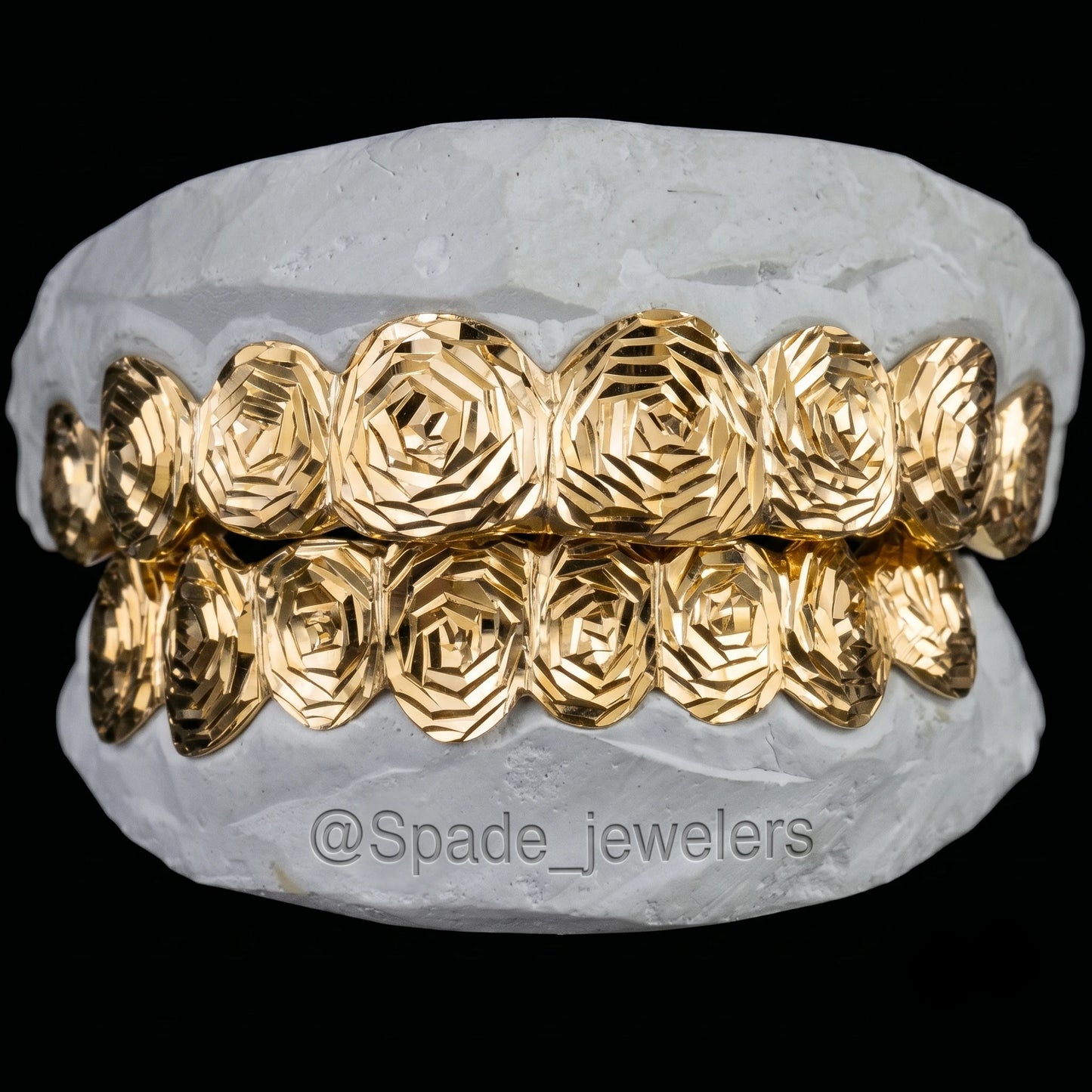Custom Grillz 14k gold (GLDN-SOLID-FLORAL)