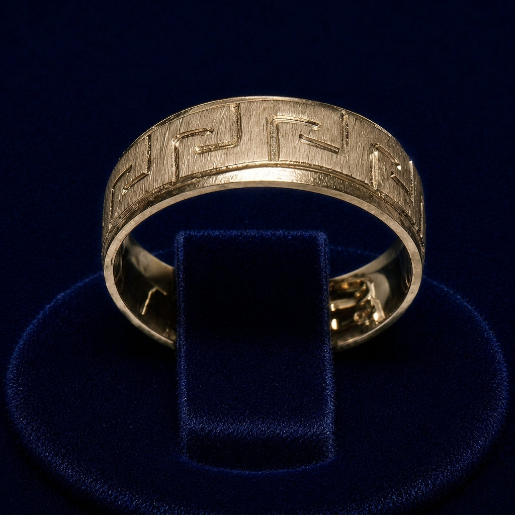 Greek Key Diamond-Cut Band Ring By Shaped Jewelers