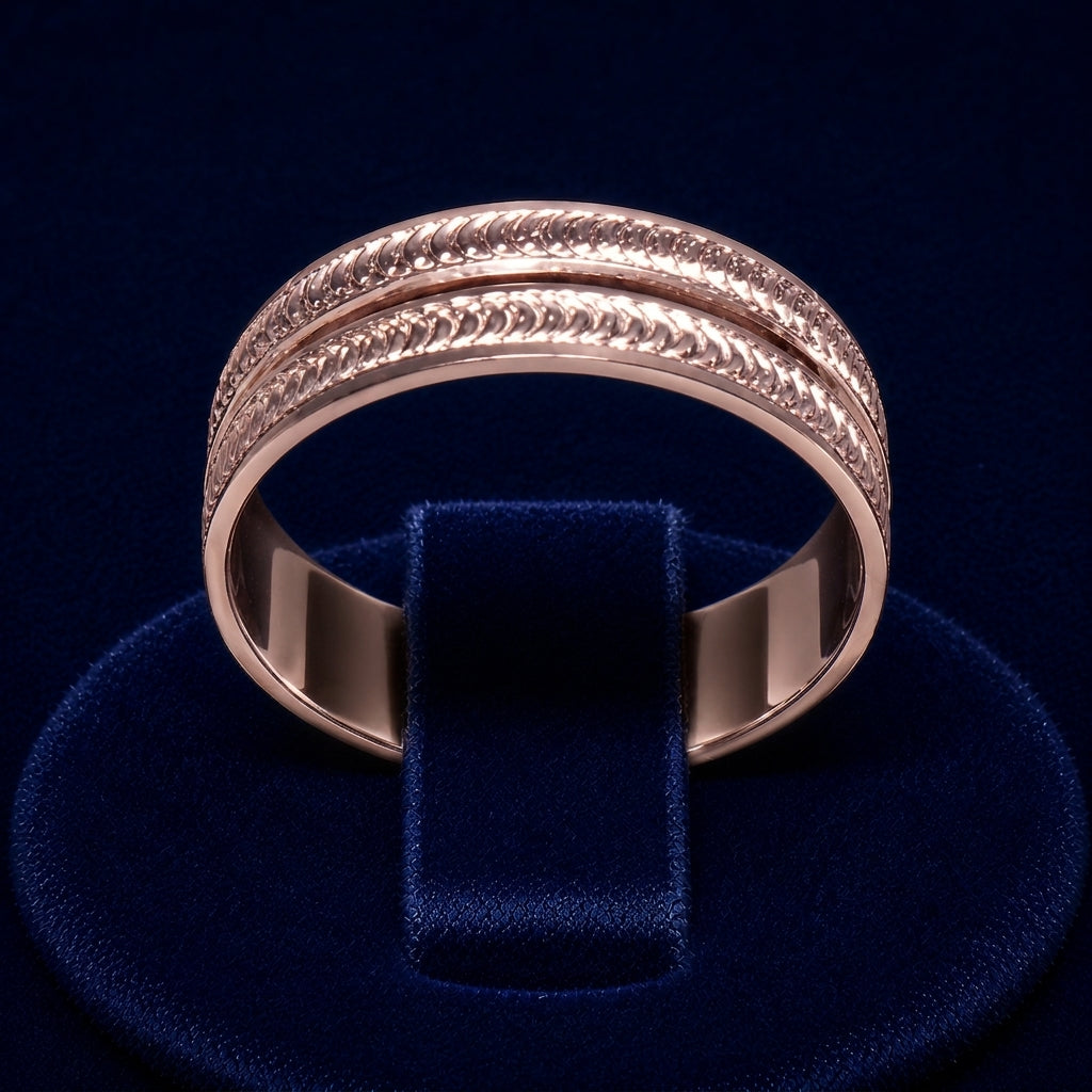 Herringbone Dome Band Ring By Shaped Jewelers
