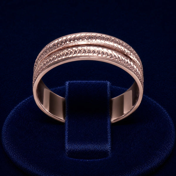 Herringbone Dome Band Ring By Shaped Jewelers