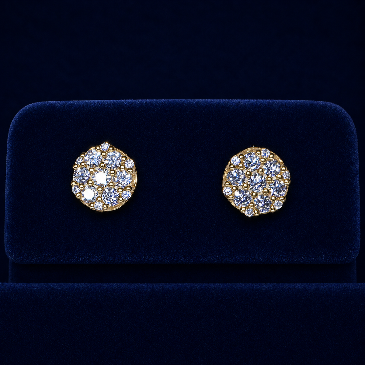 Honeycomb Cluster Round Stud Earrings
