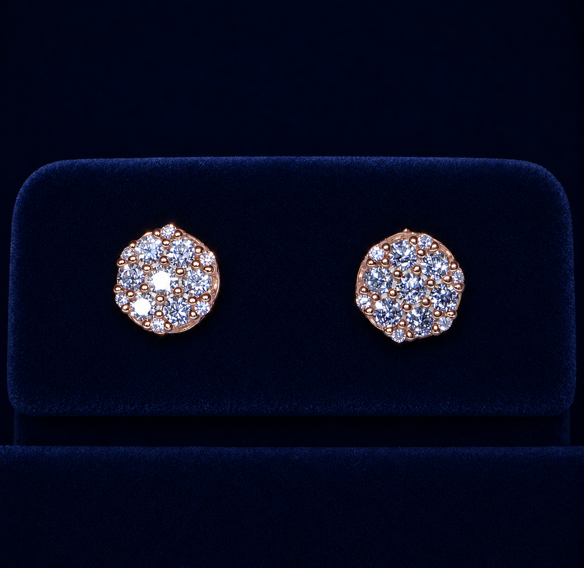 Honeycomb Cluster Round Stud Earrings