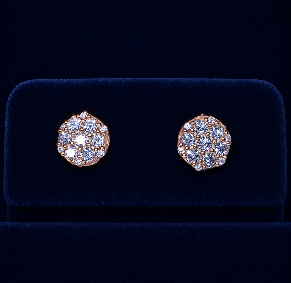 Honeycomb Cluster Round Stud Earrings
