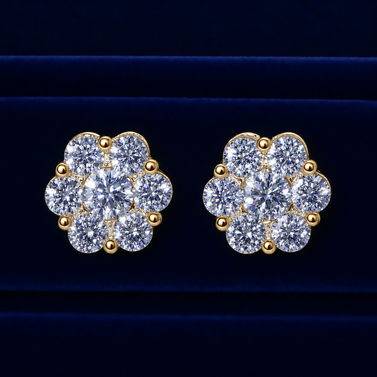 Large Flower Cluster Stud Earrings By Shaped Jewelers