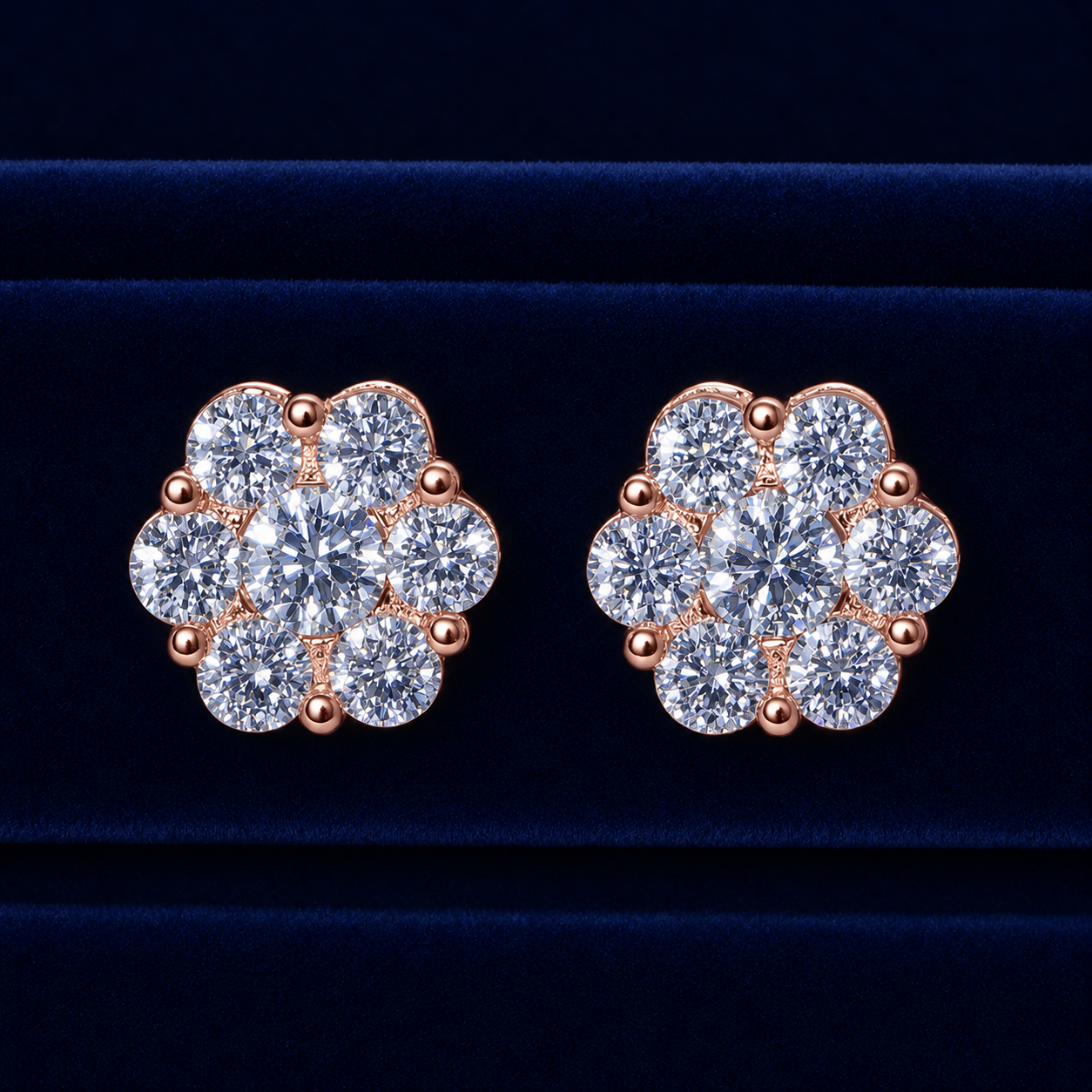 Large Flower Cluster Stud Earrings By Shaped Jewelers
