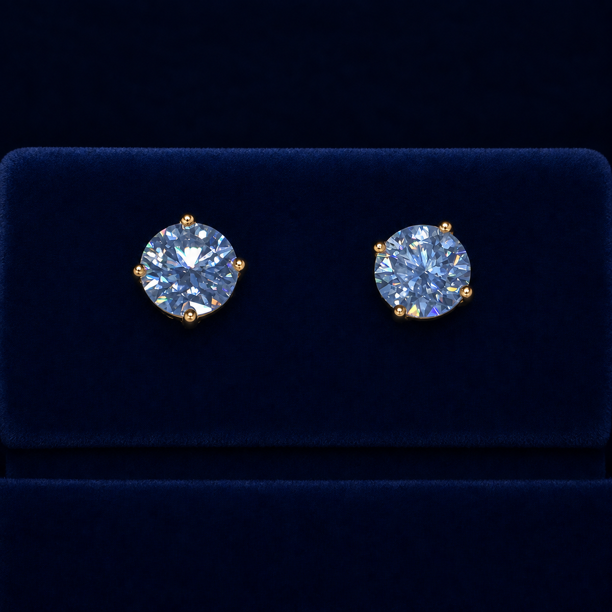 Large Round Solitaire Stud Earrings