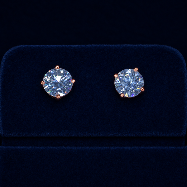 Large Round Solitaire Stud Earrings