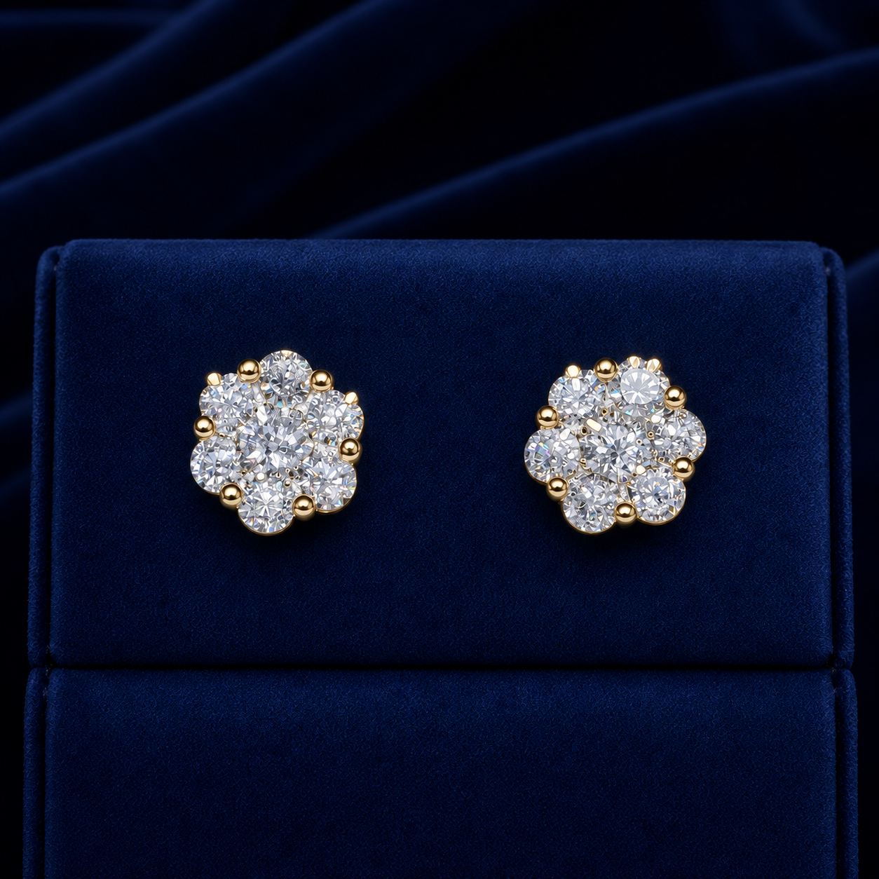 Medium Honeycomb Flower Cluster Stud Earrings By Shaped Jewelers