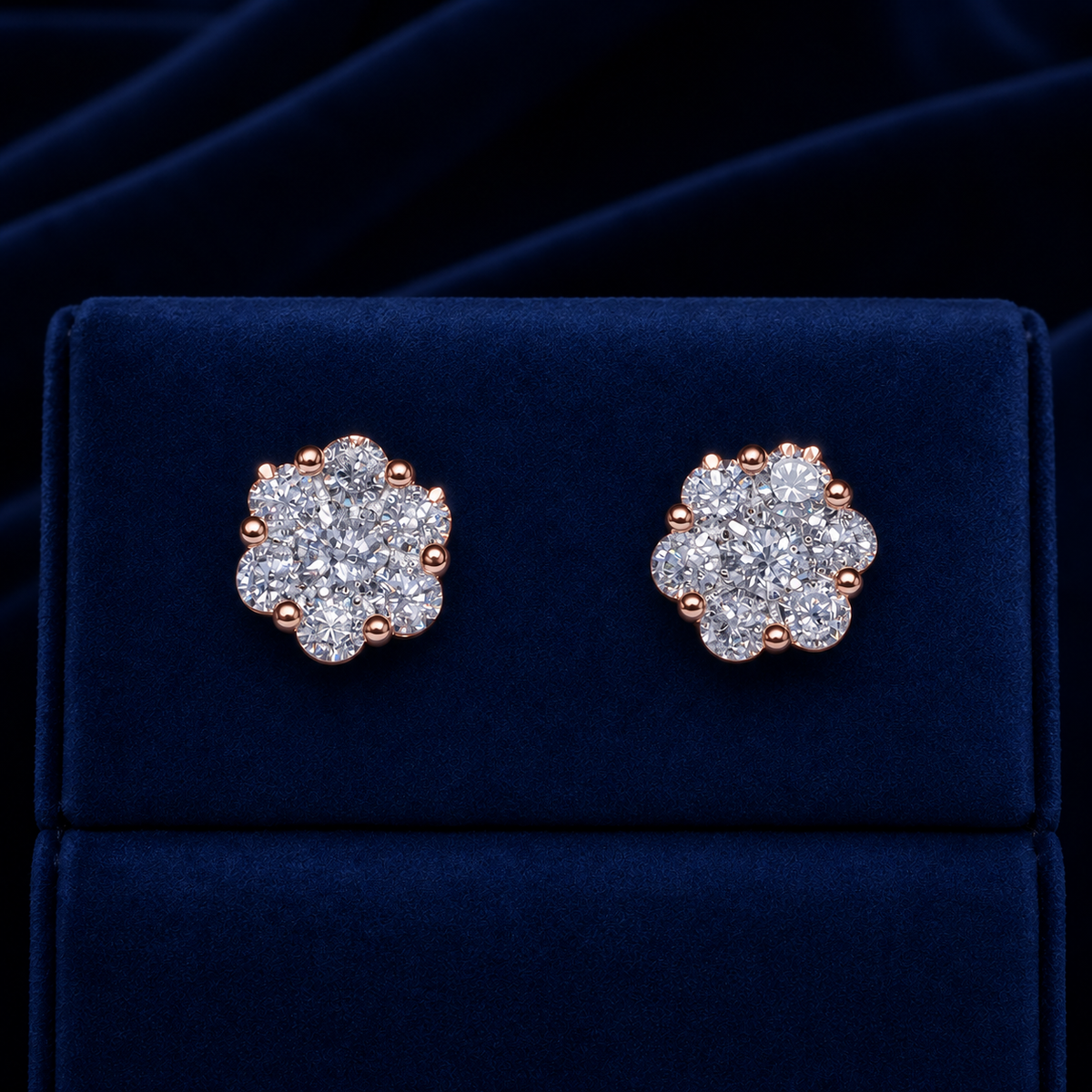 Medium Honeycomb Flower Cluster Stud Earrings By Shaped Jewelers