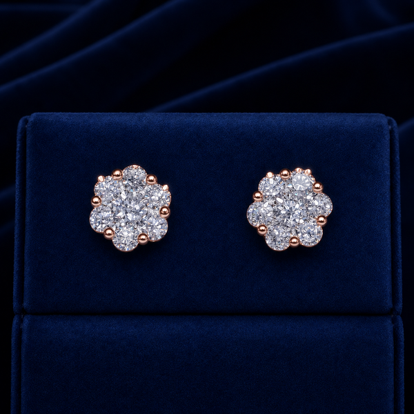 Medium Honeycomb Flower Cluster Stud Earrings By Shaped Jewelers