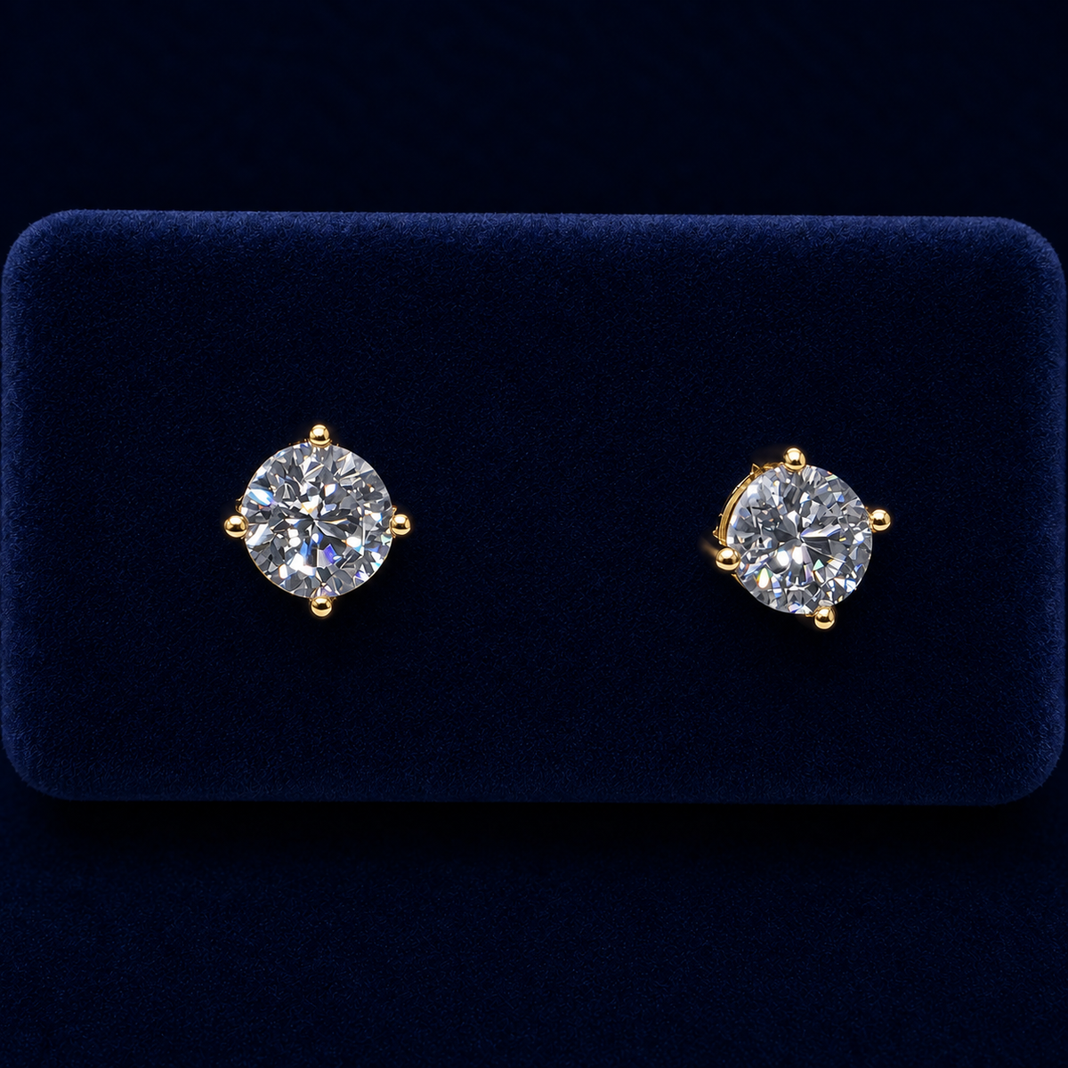 Medium Round Solitaire Stud Earrings