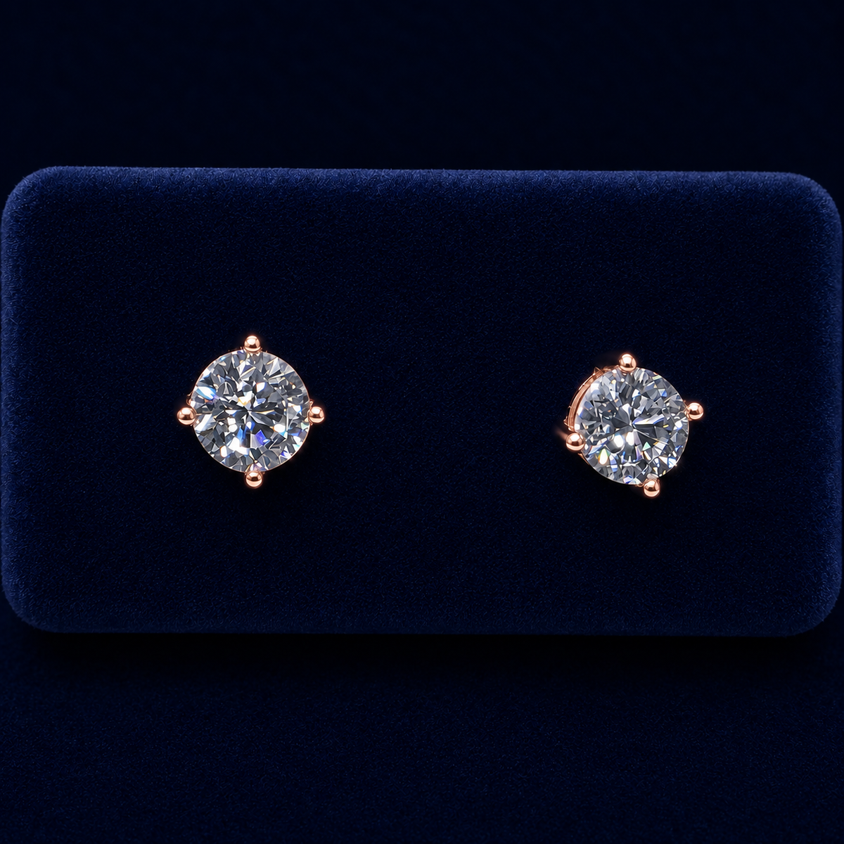 Medium Round Solitaire Stud Earrings