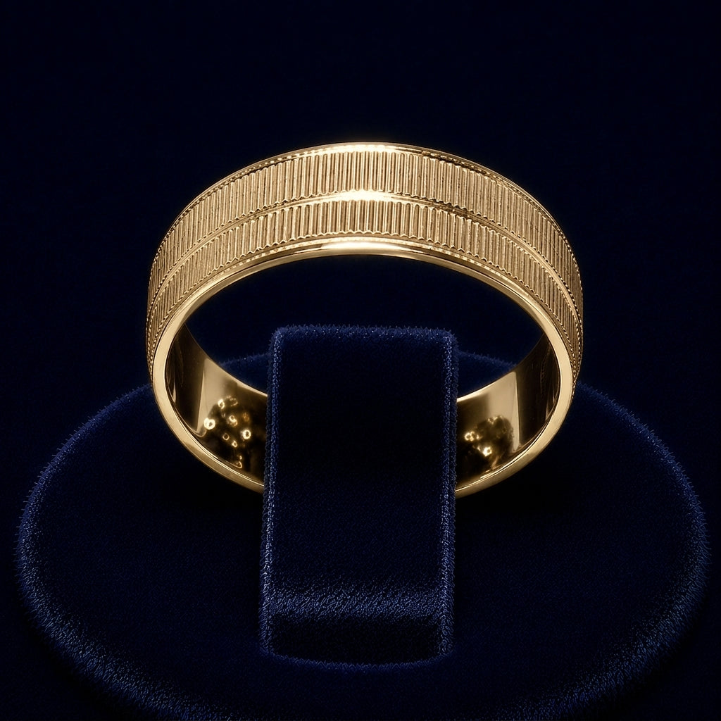 Milgrain-Edge Ribbed Band Ring By Shaped Jewelers