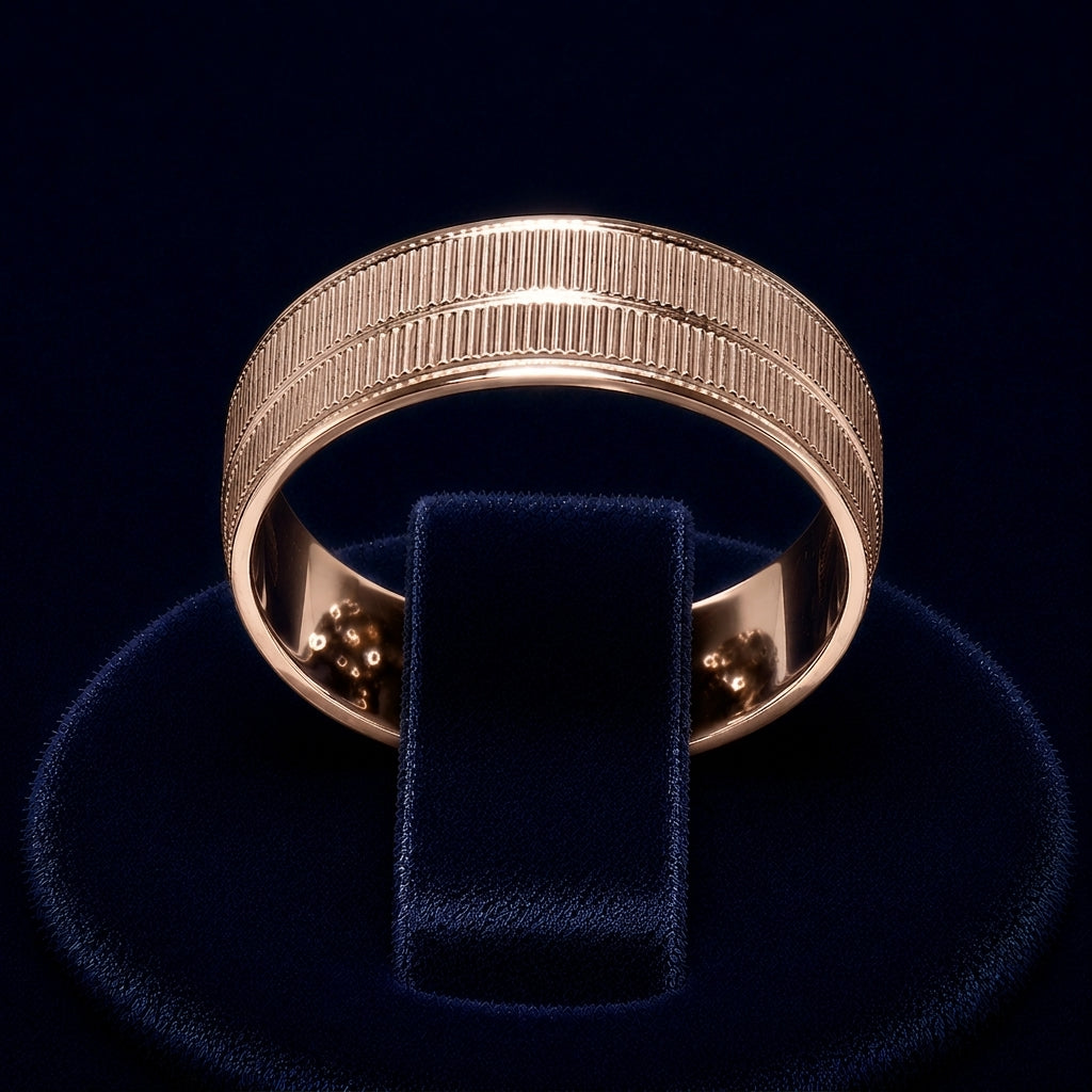 Milgrain-Edge Ribbed Band Ring By Shaped Jewelers