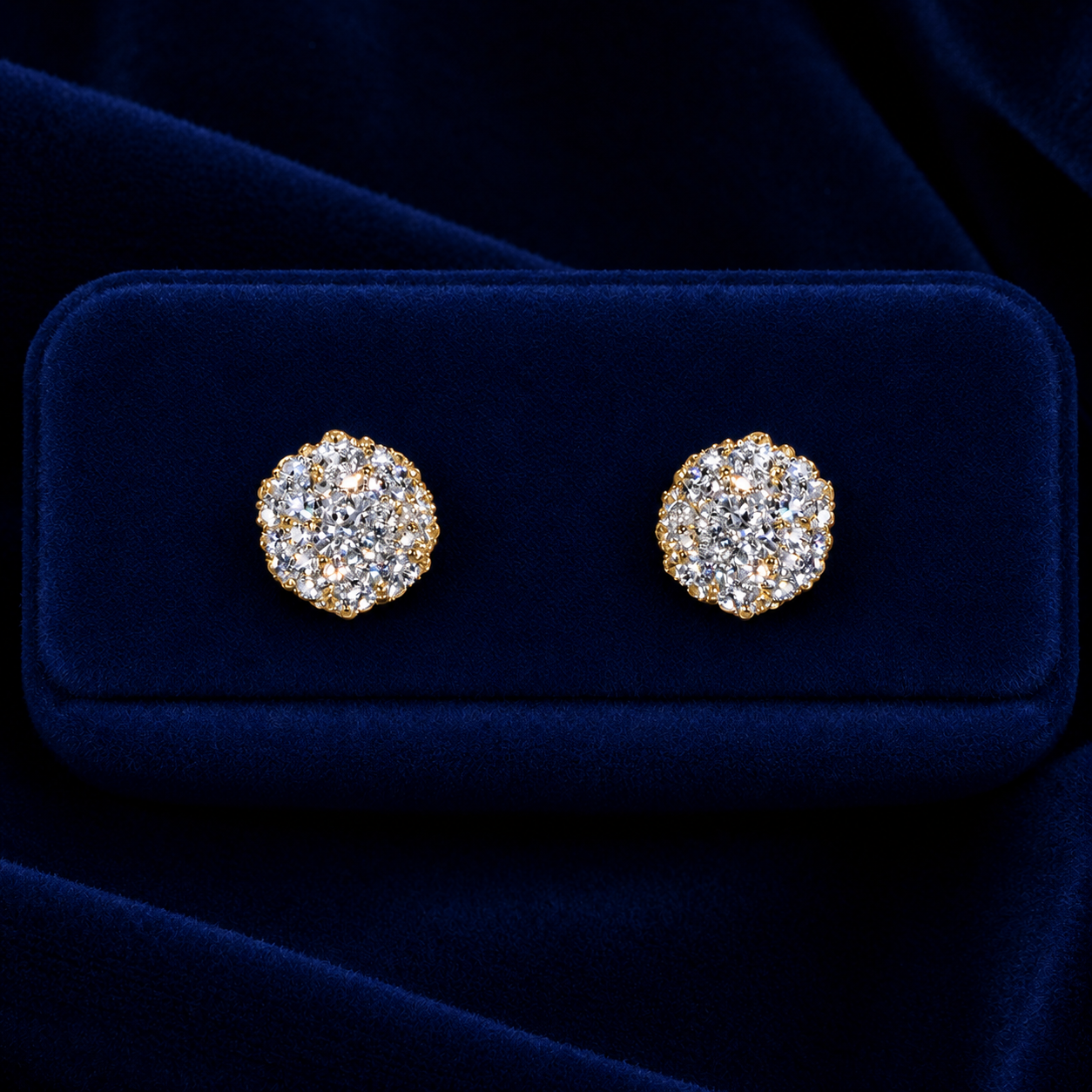 Pave Round Cluster Stud Earrings By Shaped Jewelers