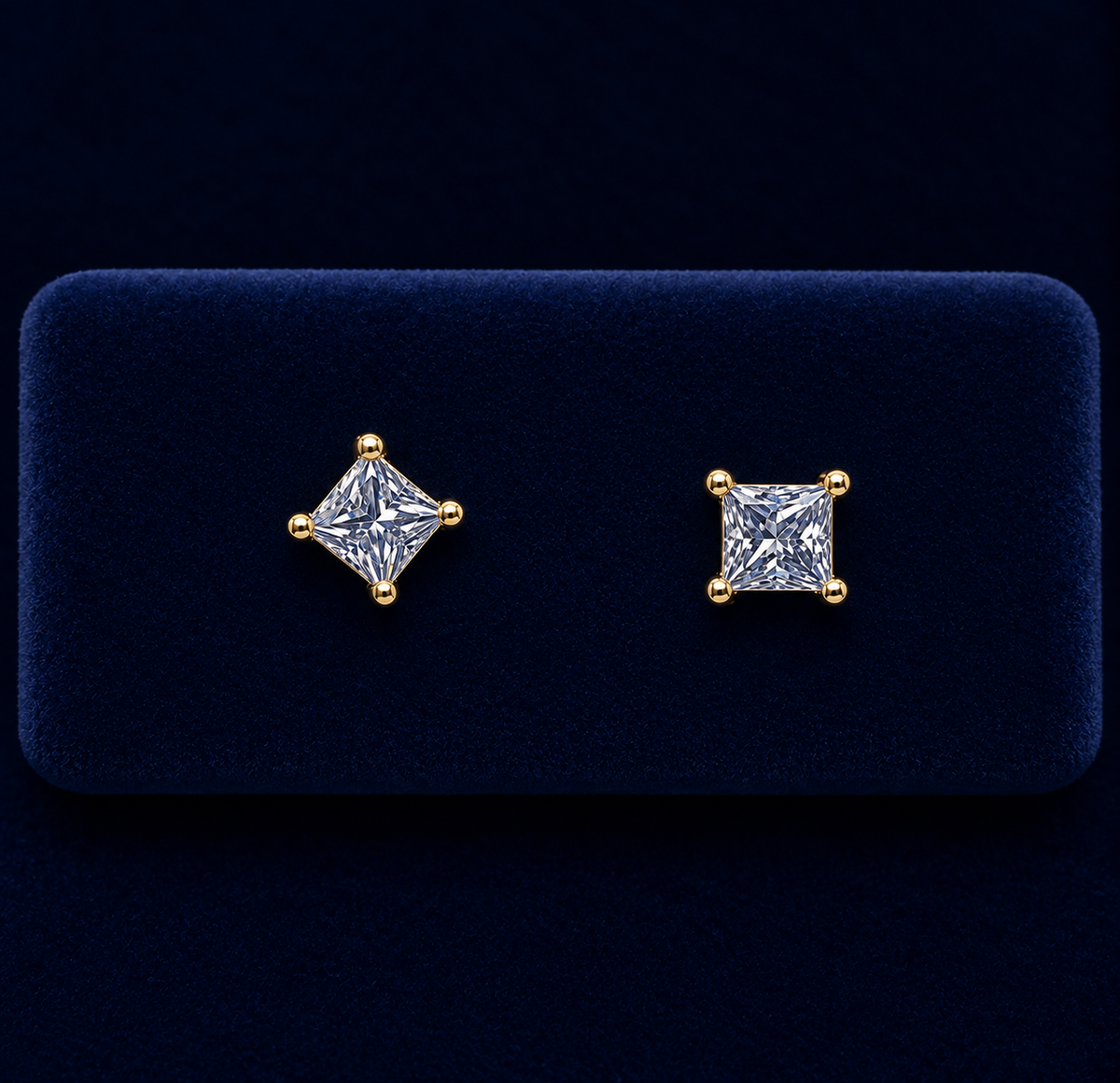 Princess-Cut Solitaire Stud Earrings By Shaped Jewelers