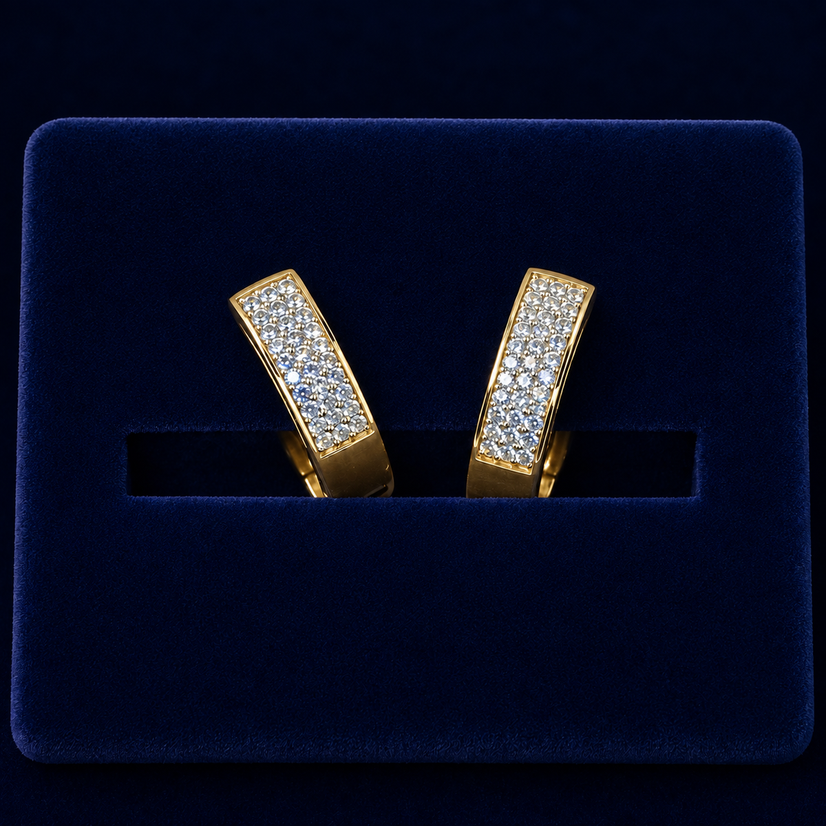 Prong-Set Pave Huggie Hoop Earrings