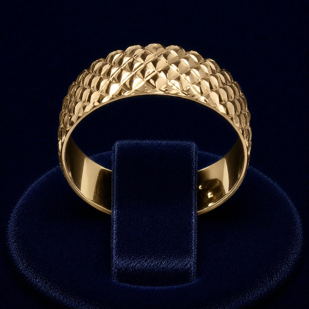 Quilted Diamond-Cut Dome Ring By Shaped Jewelers