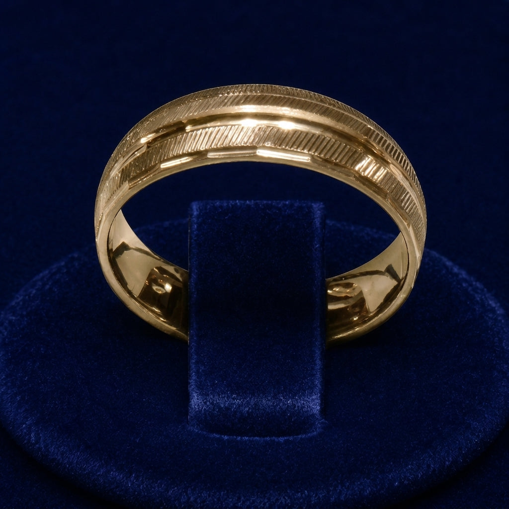 Ribbed Center-Groove Band Ring By Shaped Jewelers