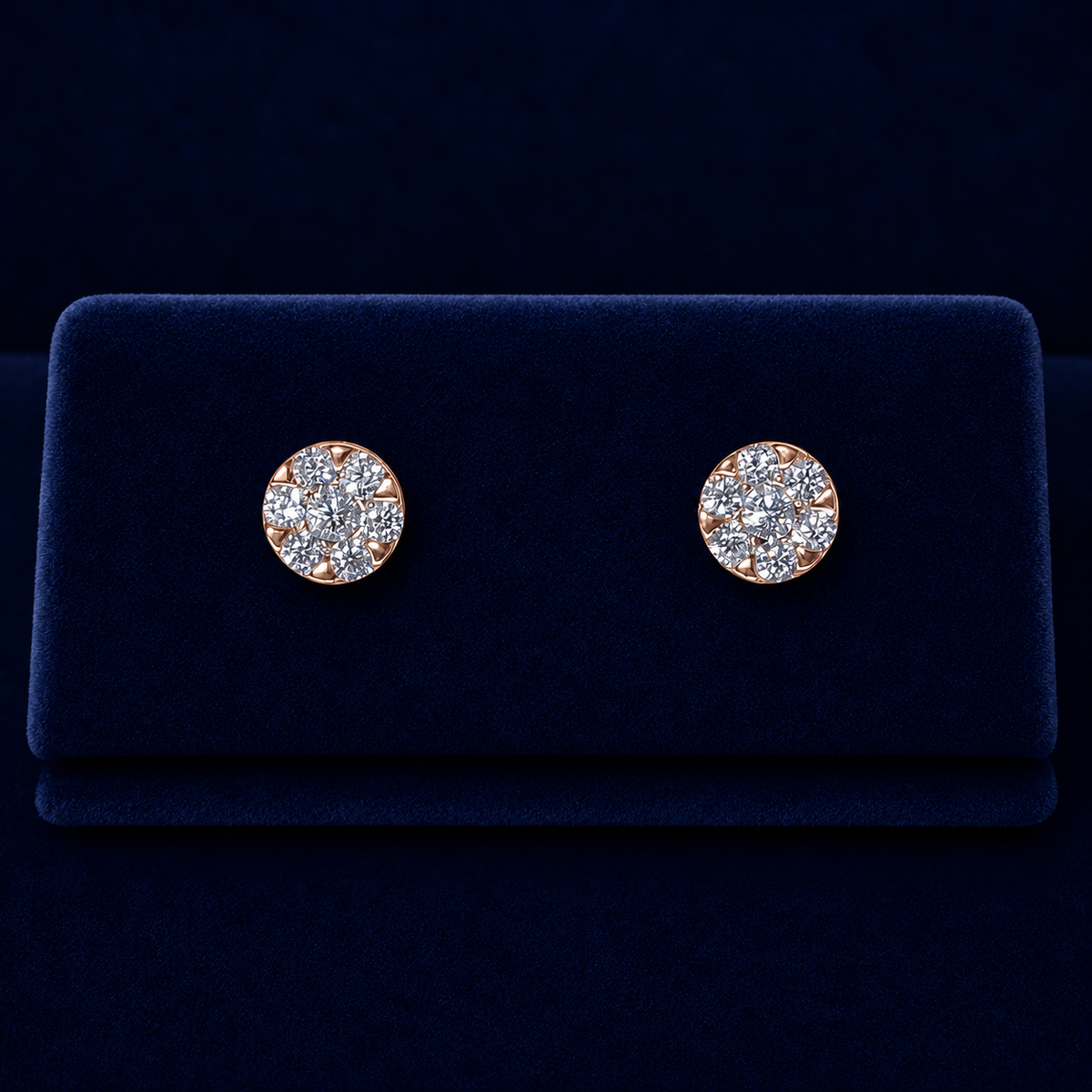Round Cluster Halo Stud Earrings