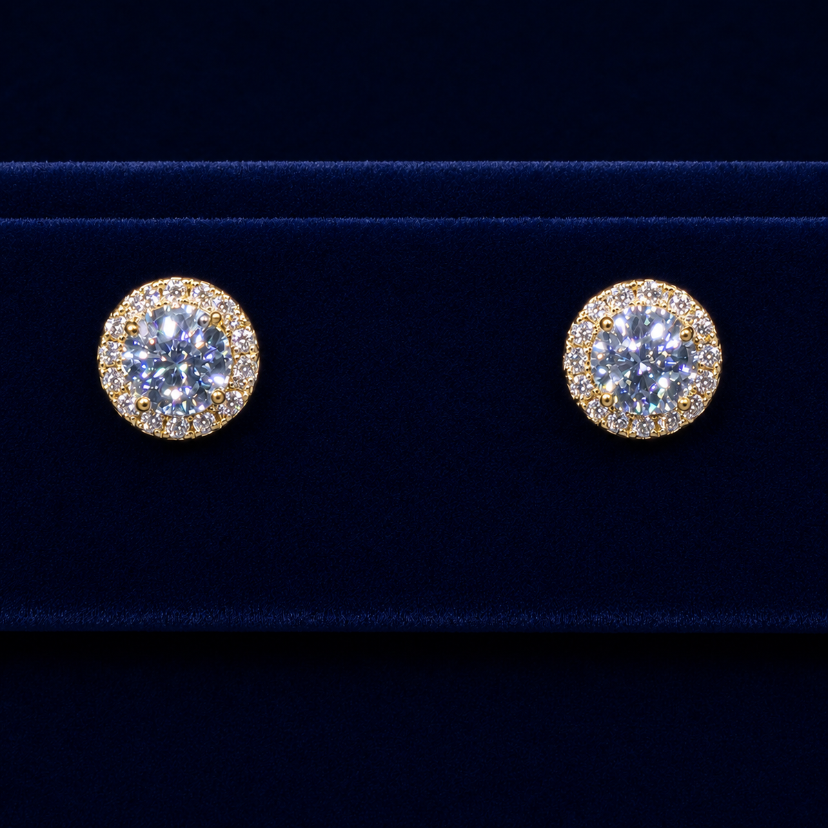 Round Halo Solitaire Stud Earrings By Shaped Jewelers