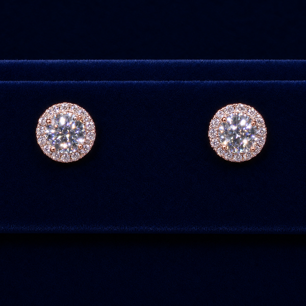 Round Halo Solitaire Stud Earrings By Shaped Jewelers