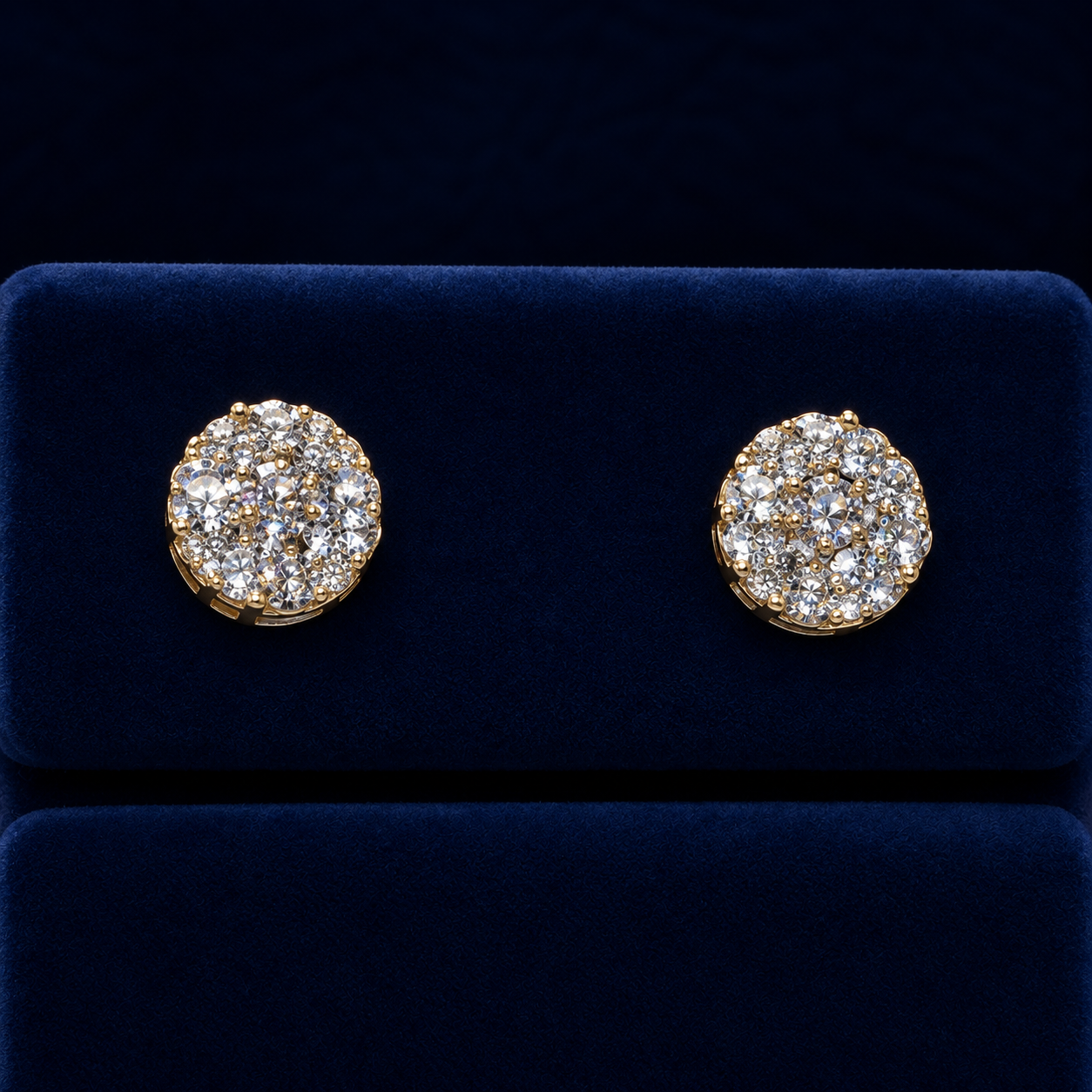 Round Micropave Cluster Stud Earrings By Shaped Jewelers