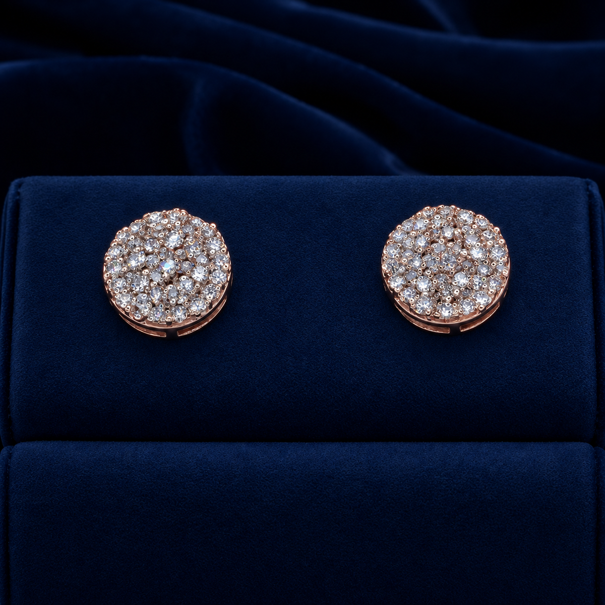 Round Micropave Cluster Stud Earrings By Shaped Jewelers