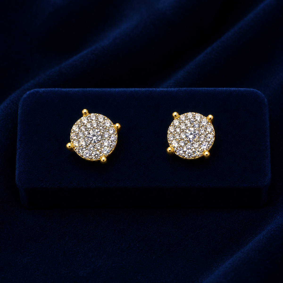 Round Pave Prong Cluster Stud Earrings