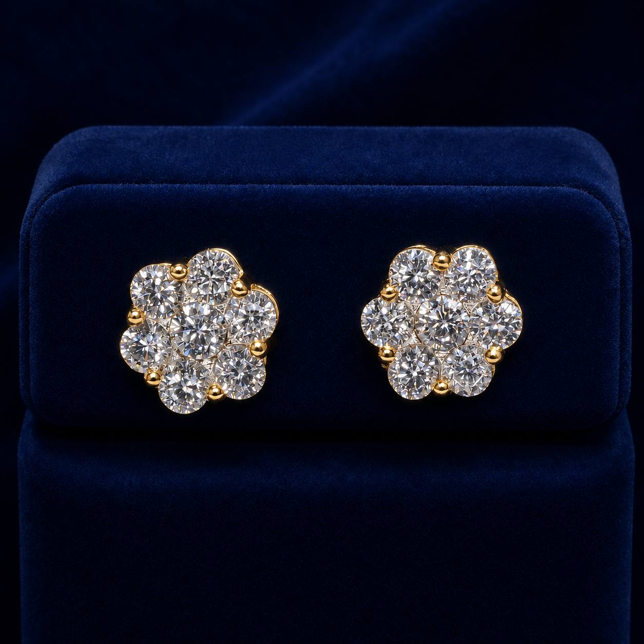 Round Petal Cluster Stud Earrings By Shaped Jewelers