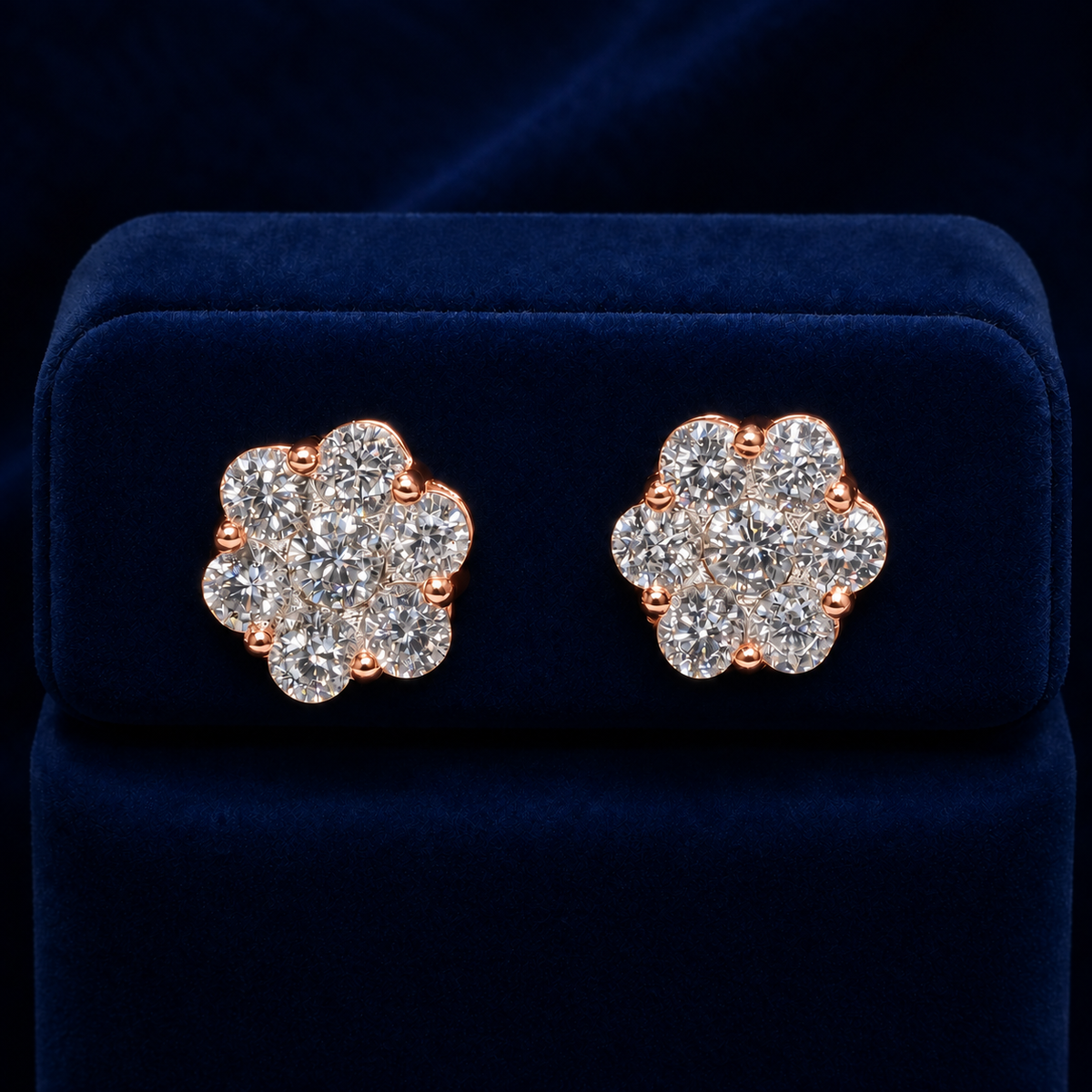 Round Petal Cluster Stud Earrings By Shaped Jewelers