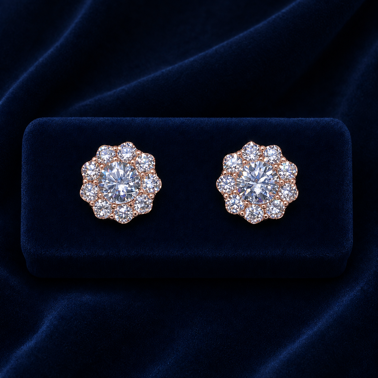 Scalloped Flower Halo Stud Earrings  By Shaped Jewelers