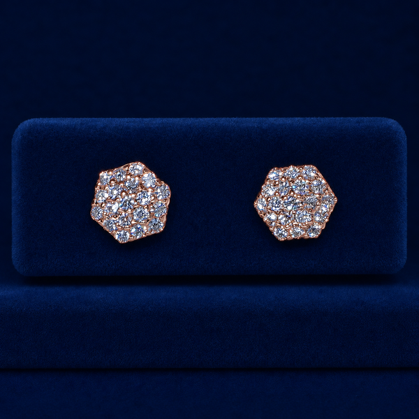 Sharp-Edge Honeycomb Cluster Stud Earrings  By Shaped Jewelers