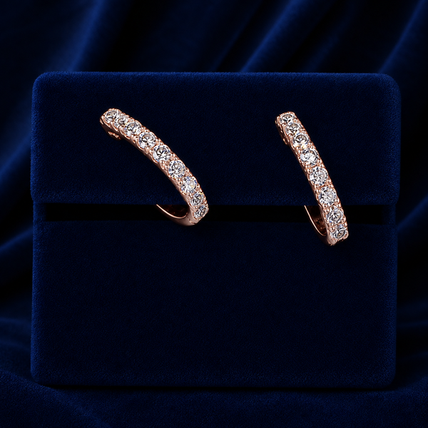 Single-Row Pave Huggie Hoop Earrings  By Shaped Jewelers