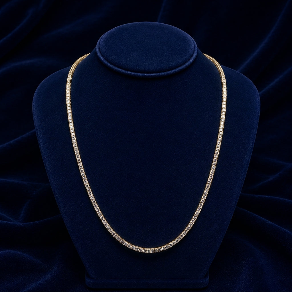 Slim Moissanite Tennis Chain By Shaped Jewelers