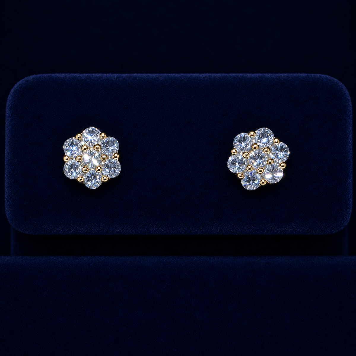 Small Honeycomb Flower Cluster Stud Earrings