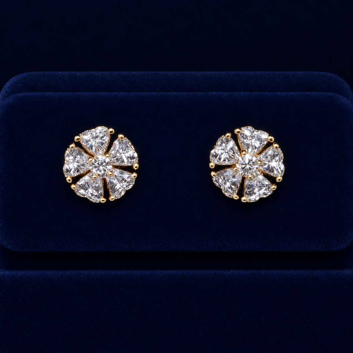 Snowflake Heart-Cut Cluster Stud Earrings By Shaped Jewelers