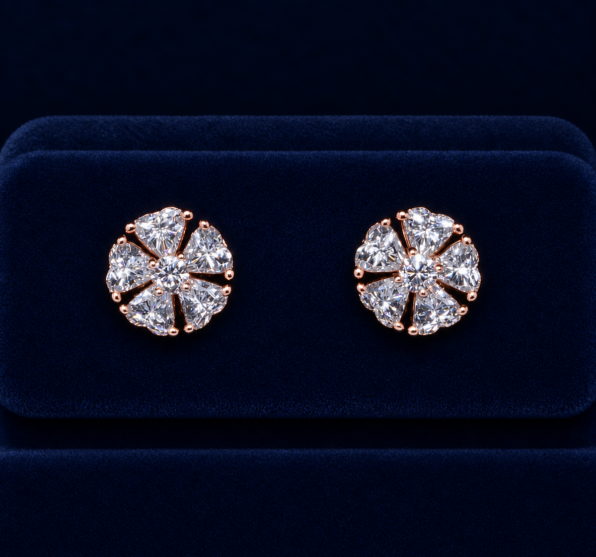 Snowflake Heart-Cut Cluster Stud Earrings By Shaped Jewelers