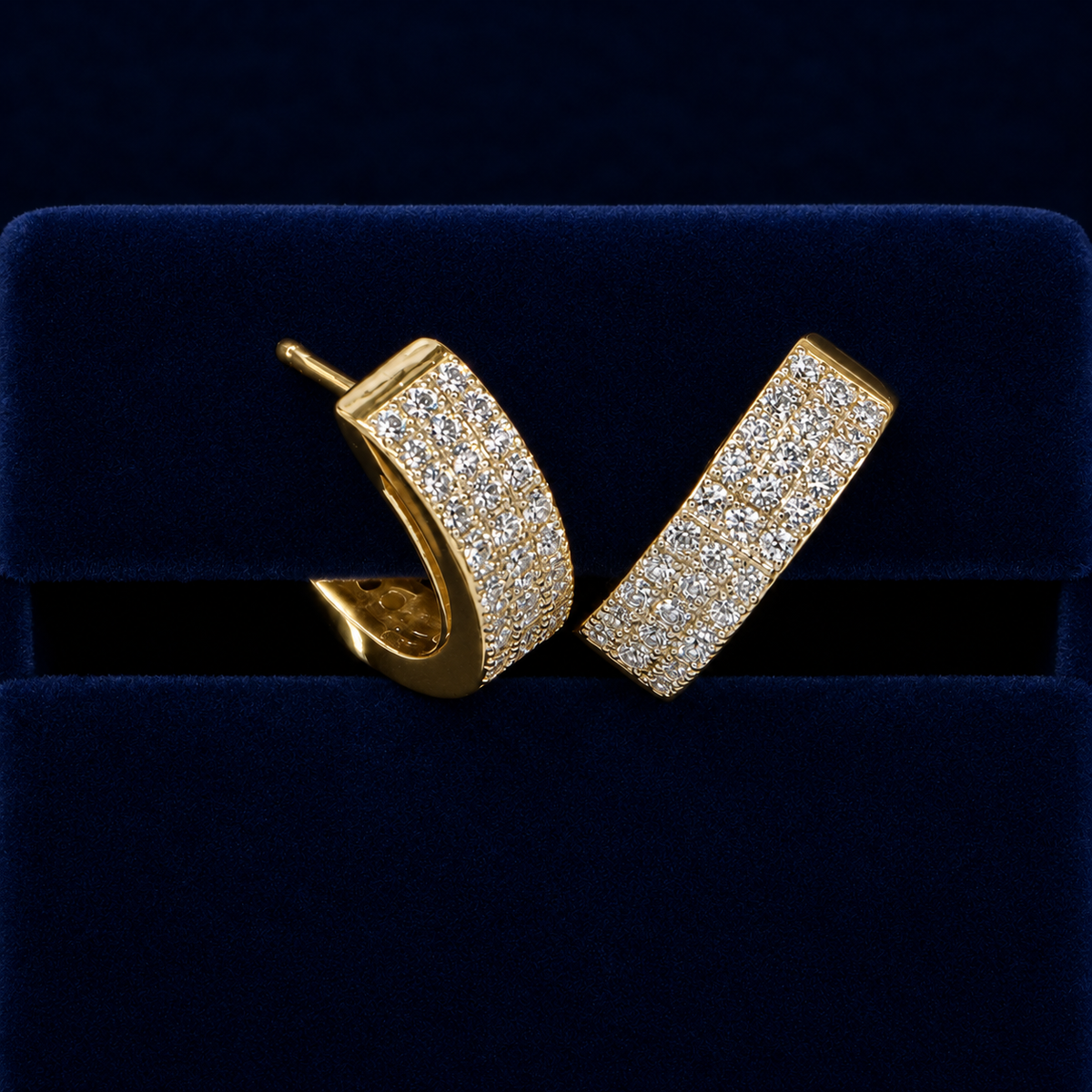 Thick Pave Huggie Hoop Earrings