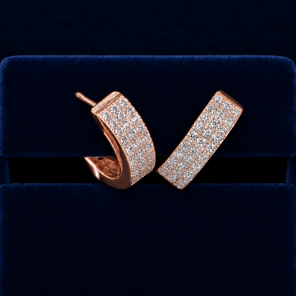 Thick Pave Huggie Hoop Earrings