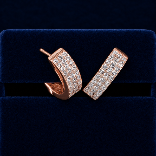 Thick Pave Huggie Hoop Earrings