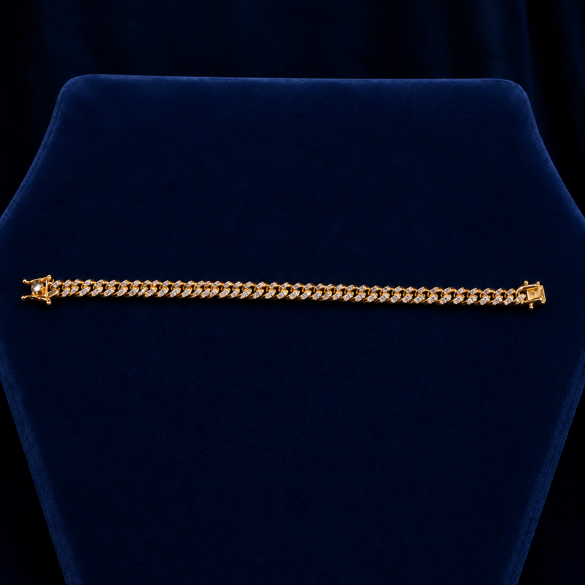 Two-Tone Diamond-Cut & Diamond-Dust Miami Cuban Bracelet By Shaped Jewelers