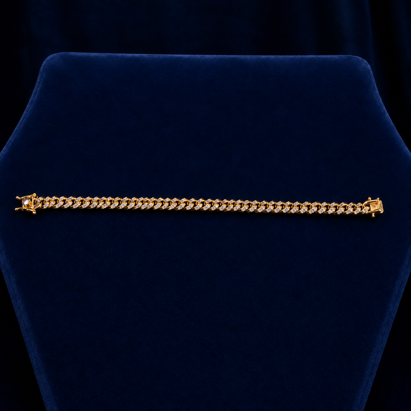 Two-Tone Diamond-Cut & Diamond-Dust Miami Cuban Bracelet By Shaped Jewelers