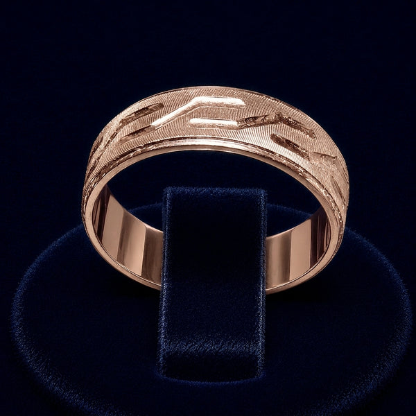 Wave Link Diamond-Cut Dome Ring By Shaped Jewelers